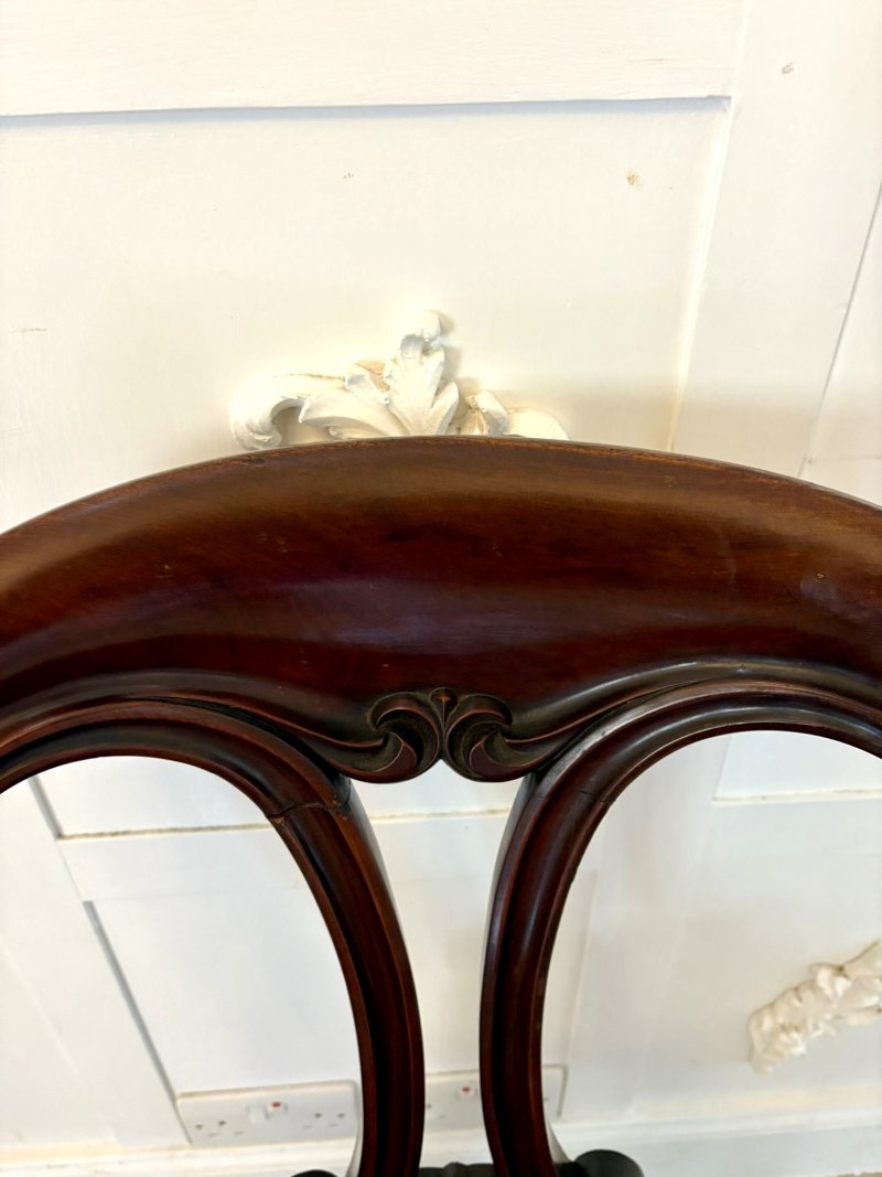 Set of Six Antique Victorian Superb Quality Carved Mahogany Library/Dining Chairs - Image 11